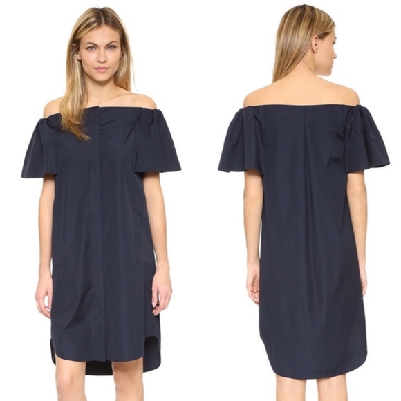 Vince Dresses & Skirts - Vince Off The Shoulder Shirt Dress Size 2